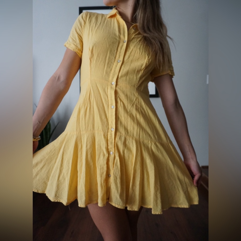 Urban Outfitters yellow button down dress size Small